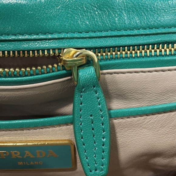 PRADA Resin Chain Gaufre Flap Shoulder Bag Leather BR4851 Aquamarine $2,450 RARE - Picture 5 of 7